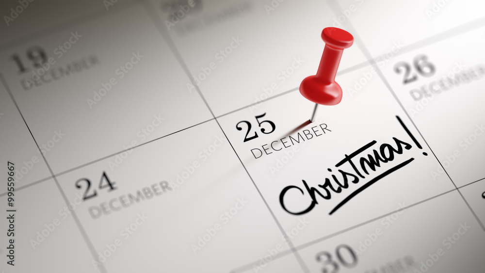 Concept image of a Calendar with a red push pin. Closeup shot of Concept image of a Calendar with a red push pin. Closeup shot of