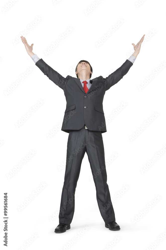 Young businessman with his arms extended Young businessman with his arms extended