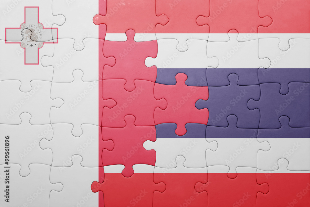 Fototapeta premium puzzle with the national flag of malta and thailand