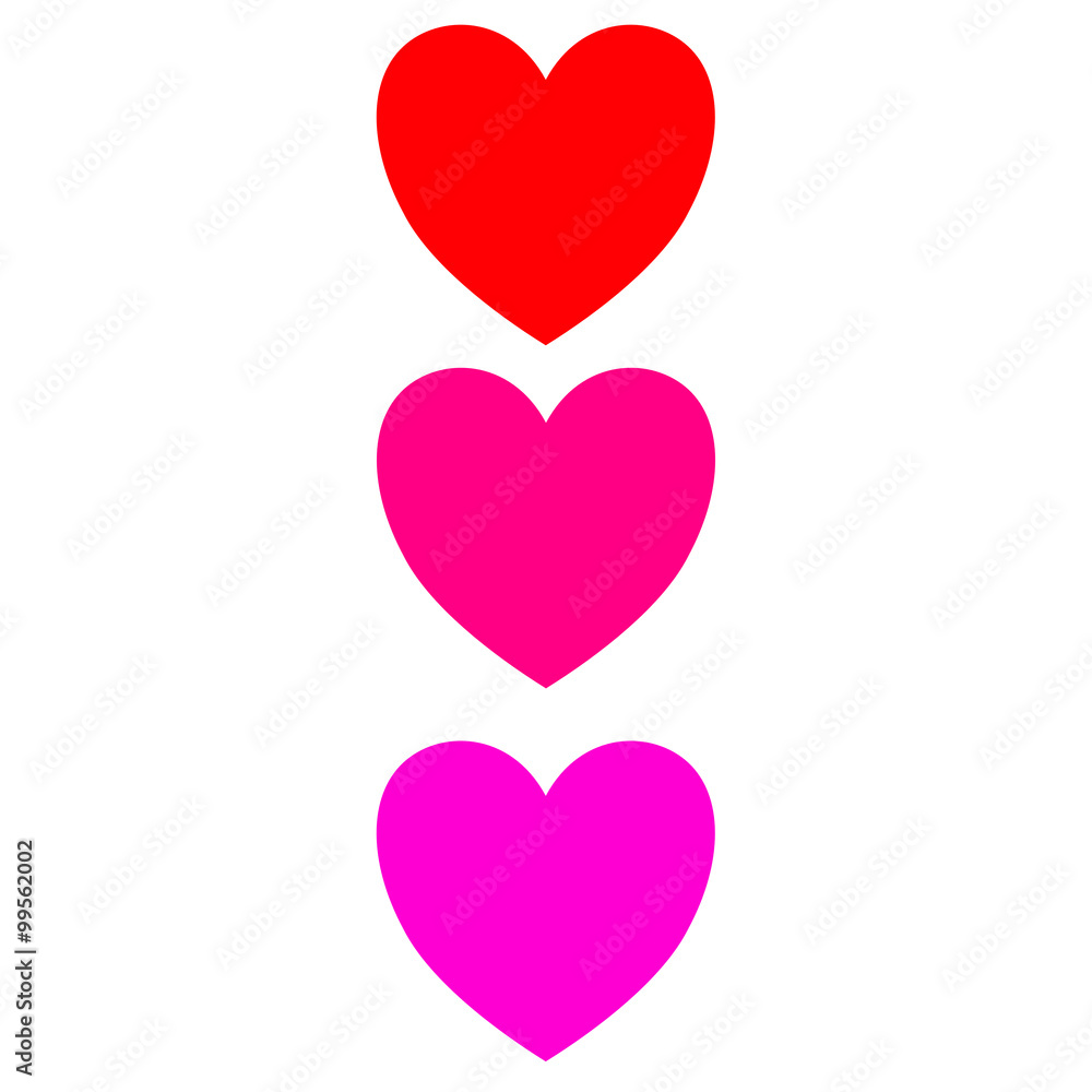Hearts from red to pink