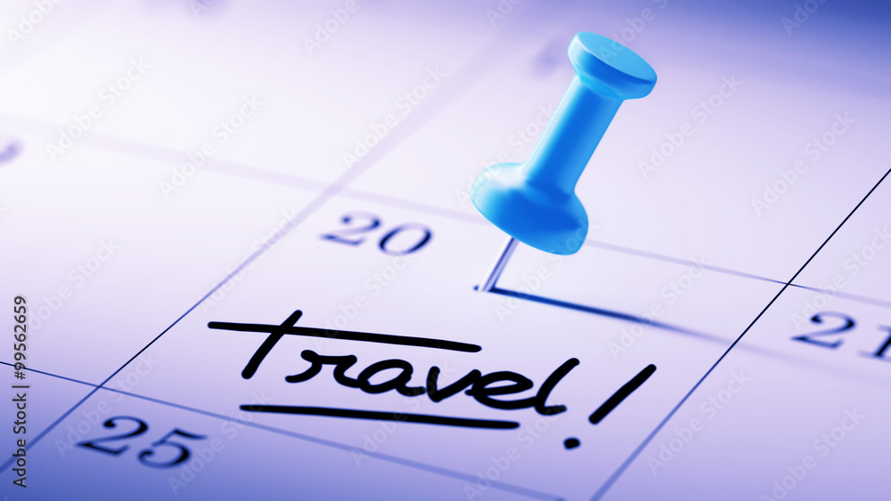 Concept image of a Calendar with a blue push pin. Closeup shot o Concept image of a Calendar with a blue push pin. Closeup shot o