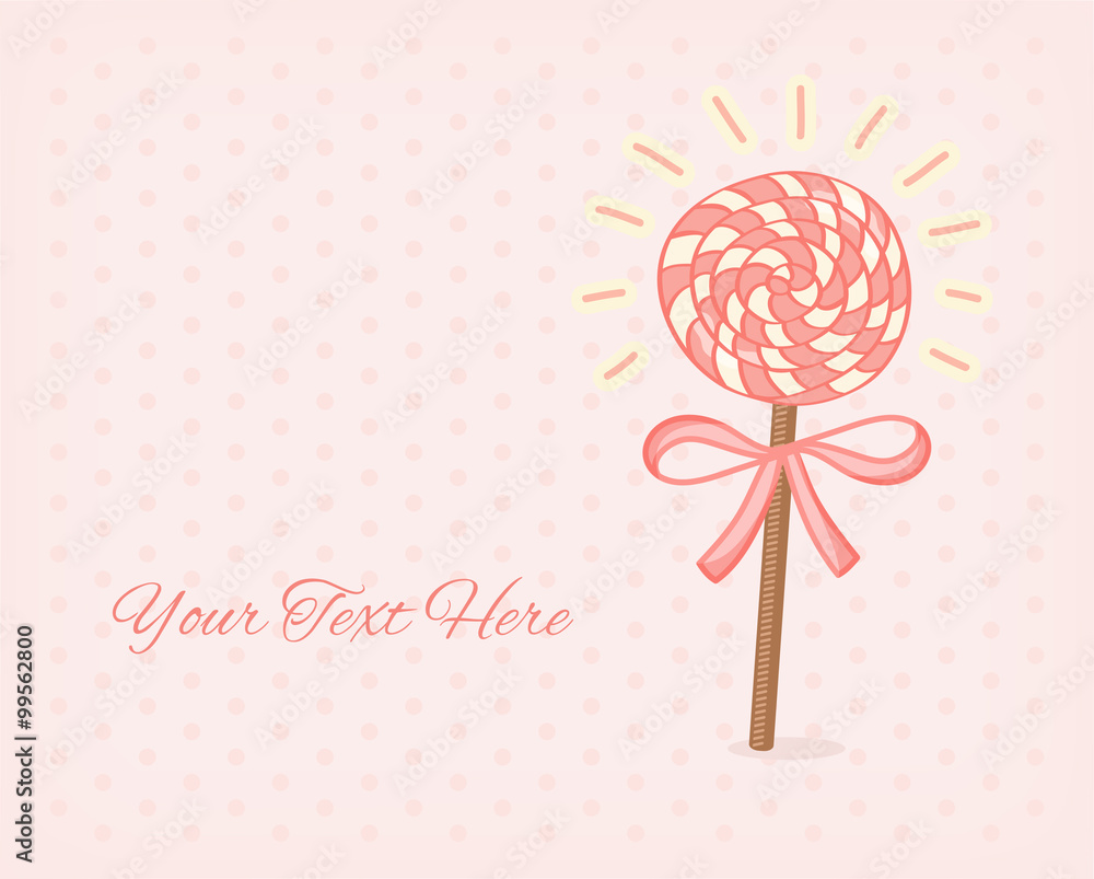 Naklejka premium vintage postcard - sweet candy on pink background