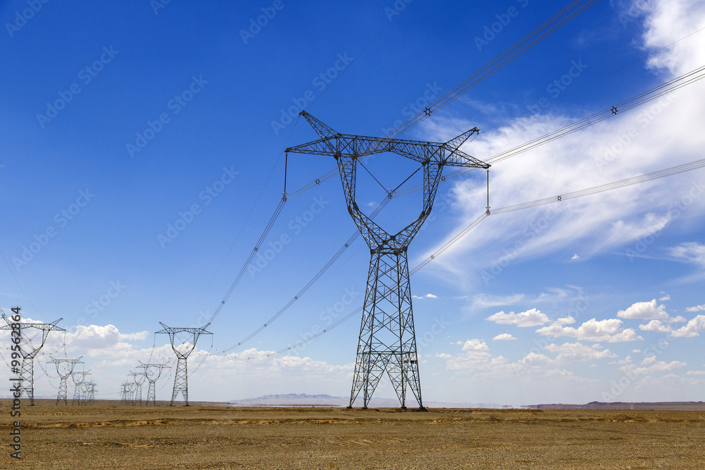 Electricity Pylons in Gansu province, China Electricity Pylons in Gansu province, China