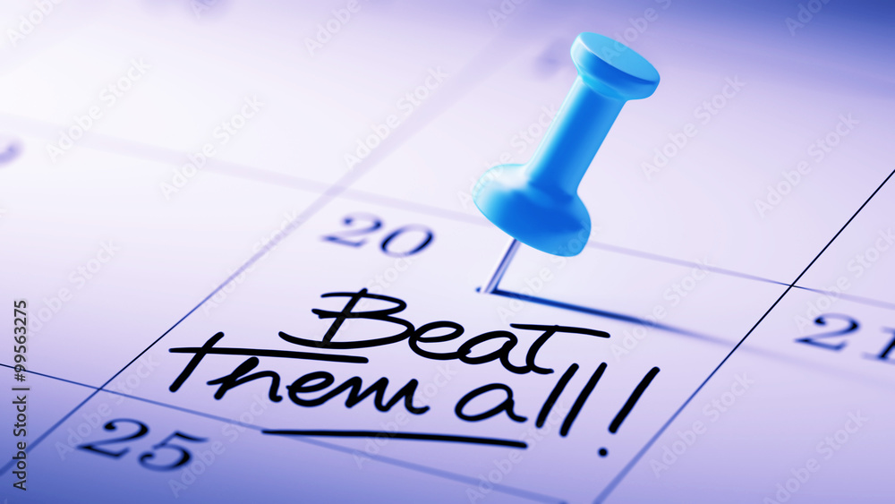 Concept image of a Calendar with a blue push pin. Closeup shot o Concept image of a Calendar with a blue push pin. Closeup shot o