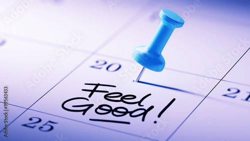 Fotografía Concept image of a Calendar with a blue push pin. Closeup shot o
