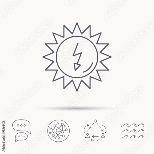 Solar energy icon. Ecological resources sign.