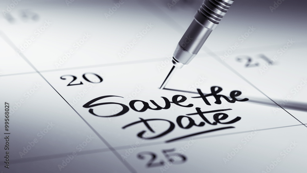 Concept image of a Calendar with a golden dart stick.. The words Concept image of a Calendar with a golden dart stick.. The words