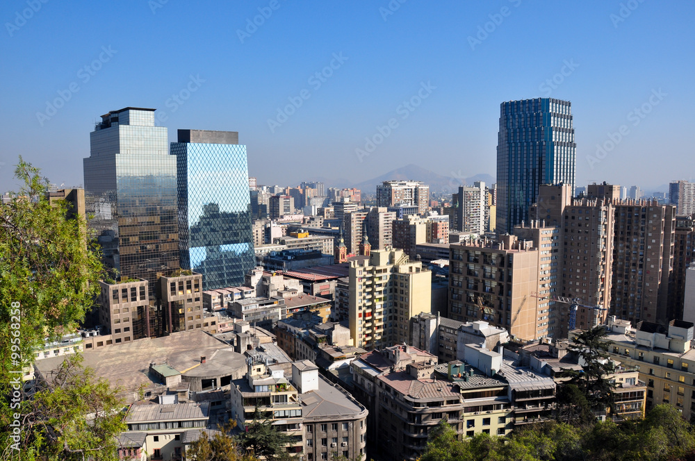 Obraz premium Downtown Santiago, viewed from Cerro Santa Lucia, Chile