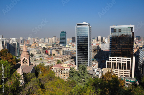 View of Santiago's tall buildings, Chile