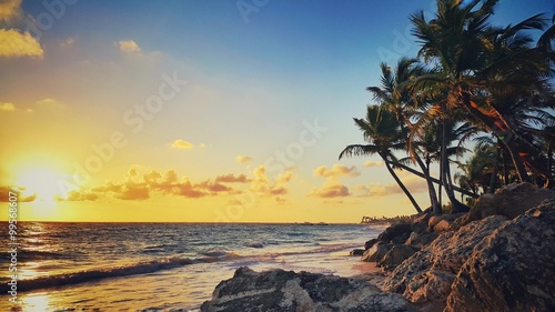 Sunrise over tropical beach in Punta Cana, Dominican Republic