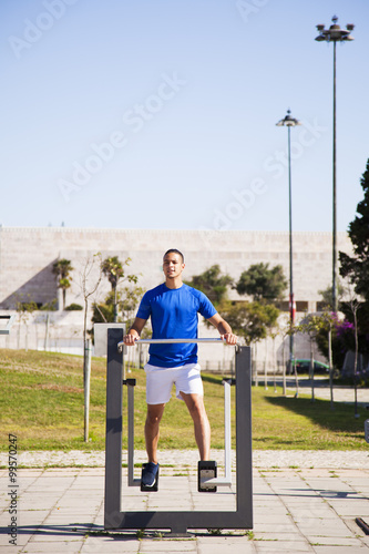 Man exercising at a public park