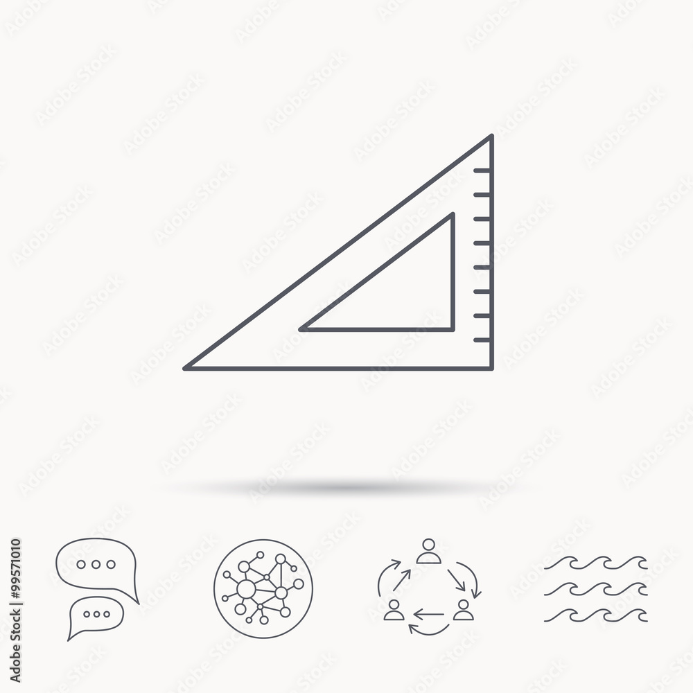 Triangular ruler icon. Straightedge sign. Triangular ruler icon. Straightedge sign.