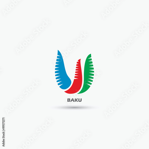 Baku symbol - flame towers - bird symbol 