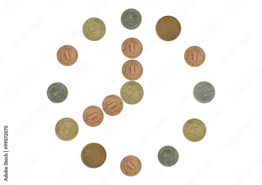 clock with old coins clock with old coins