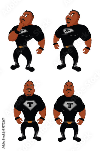 cartoon vector illustration of black wrestlers