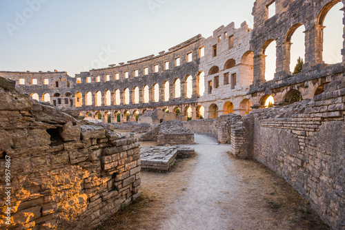 Tablou pe pânză Inside of Ancient Roman Amphitheater in Pula, Croatia, Famous Travel Destination