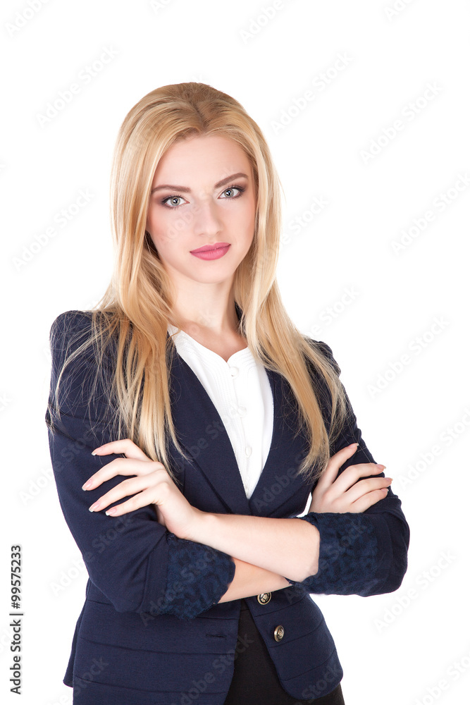 Attractive Confident businesswoman with her arms crossed - Stock Image Attractive Confident businesswoman with her arms crossed - Stock Image