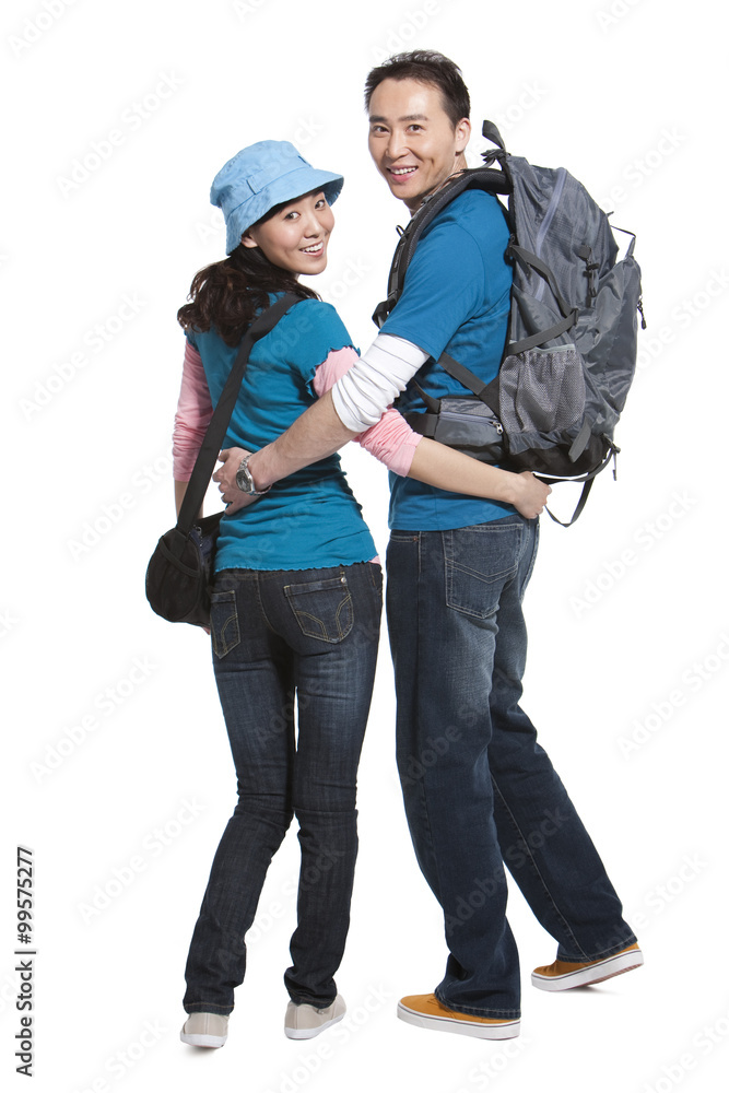 Portrait of young couple travelling Portrait of young couple travelling
