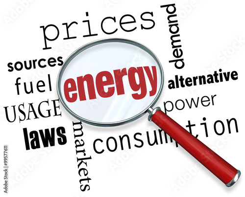 Energy Magnifying Glass Fuel Power Usage Demands Prices Words