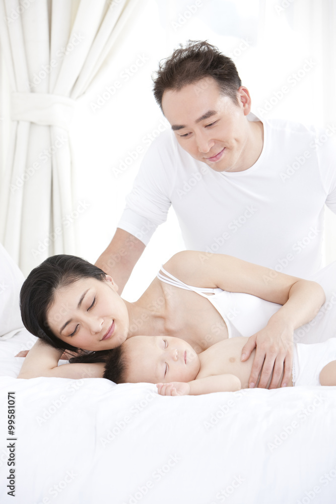 Tender moment among a young family Tender moment among a young family