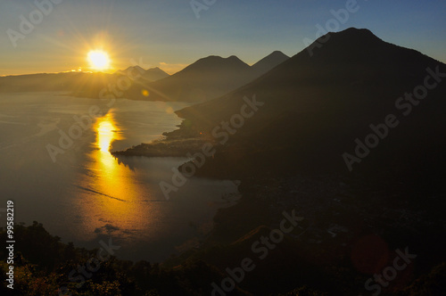 Sunrise from Narriz del Indio over Lago Atitlan, Guatemala photo