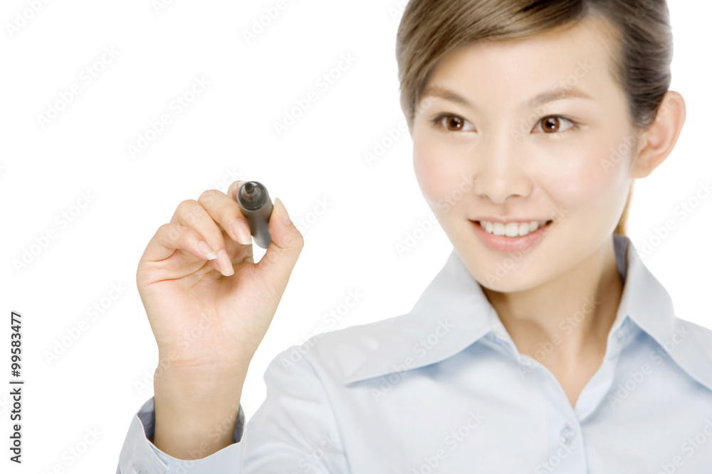 Business Woman Writing On Glass Board Business Woman Writing On Glass Board