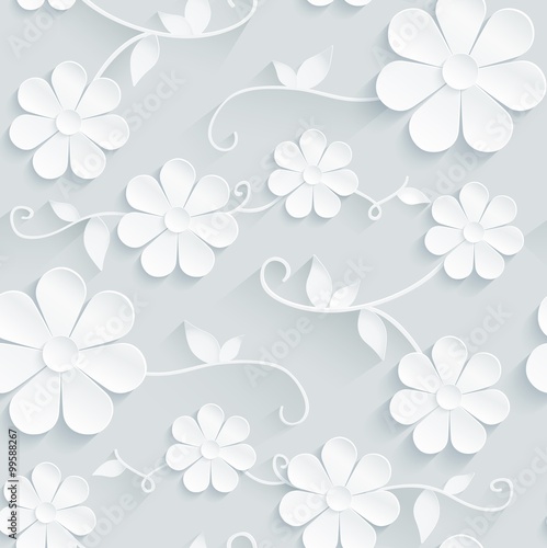 Flowers pattern daisy on gray background