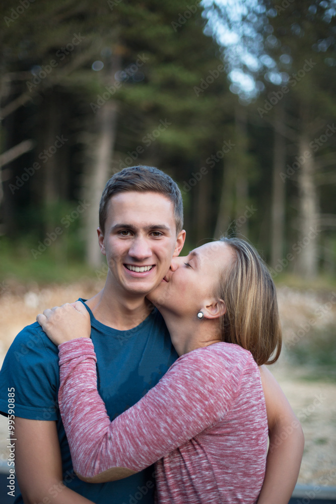Fototapeta premium Cute couple in the park on a sunny day