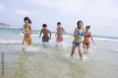 Friends having fun at the beach