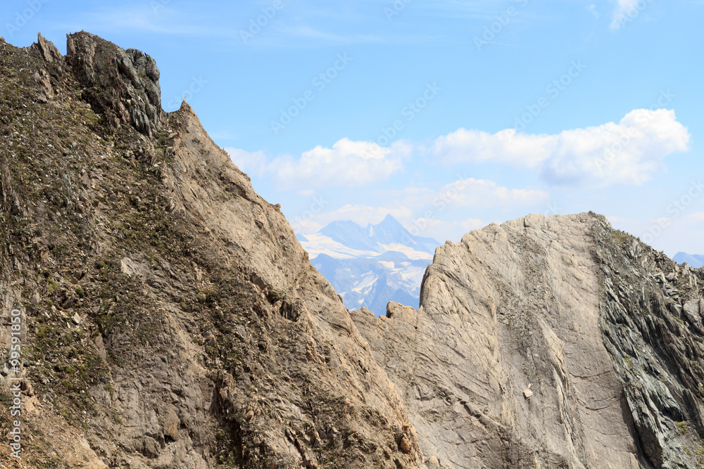 View towards mountain Großglockner in Hohe Tauern Alps, Austria
