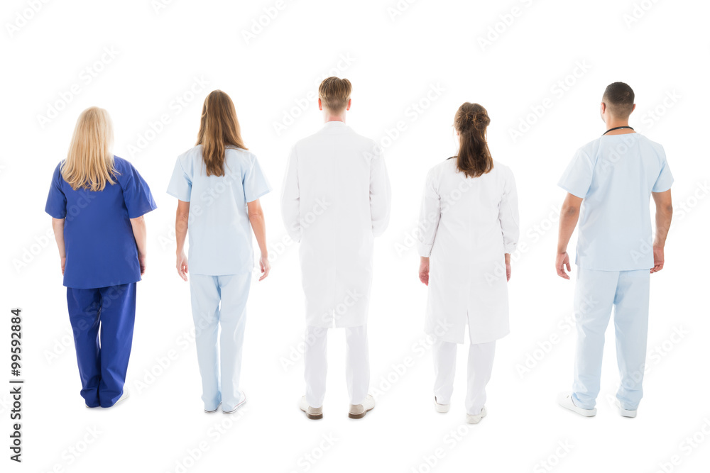 Medical Professionals Standing Against White Background Medical Professionals Standing Against White Background