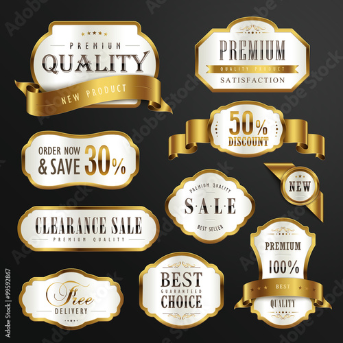 premium quality golden labels design photo