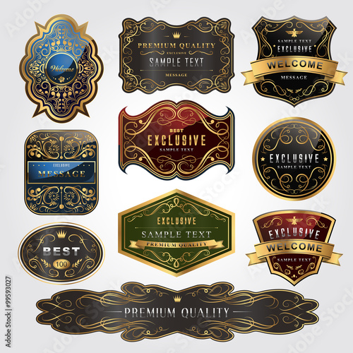 baroque style gold frame labels