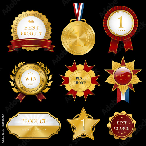 shiny golden prize emblem design