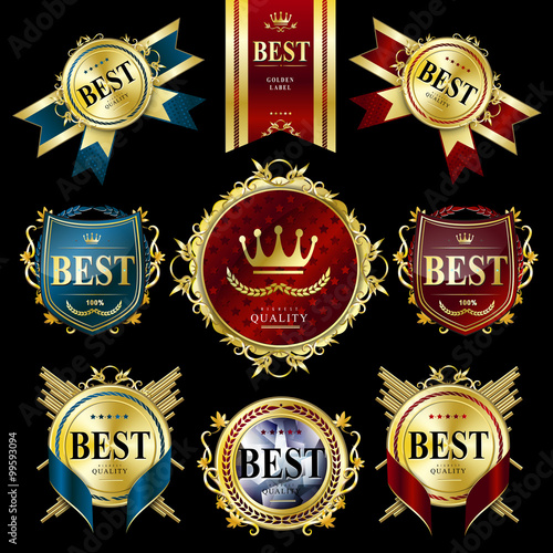 attractive golden labels design set