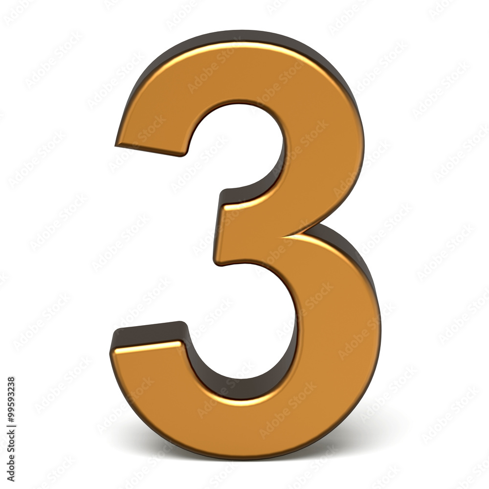 3d glossy gold number 3 3d glossy gold number 3