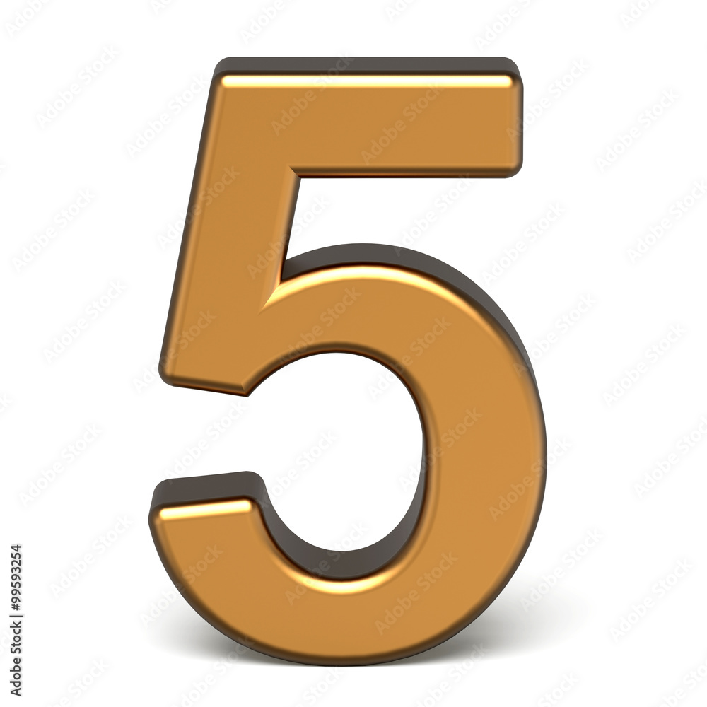 3d glossy gold number 5 3d glossy gold number 5