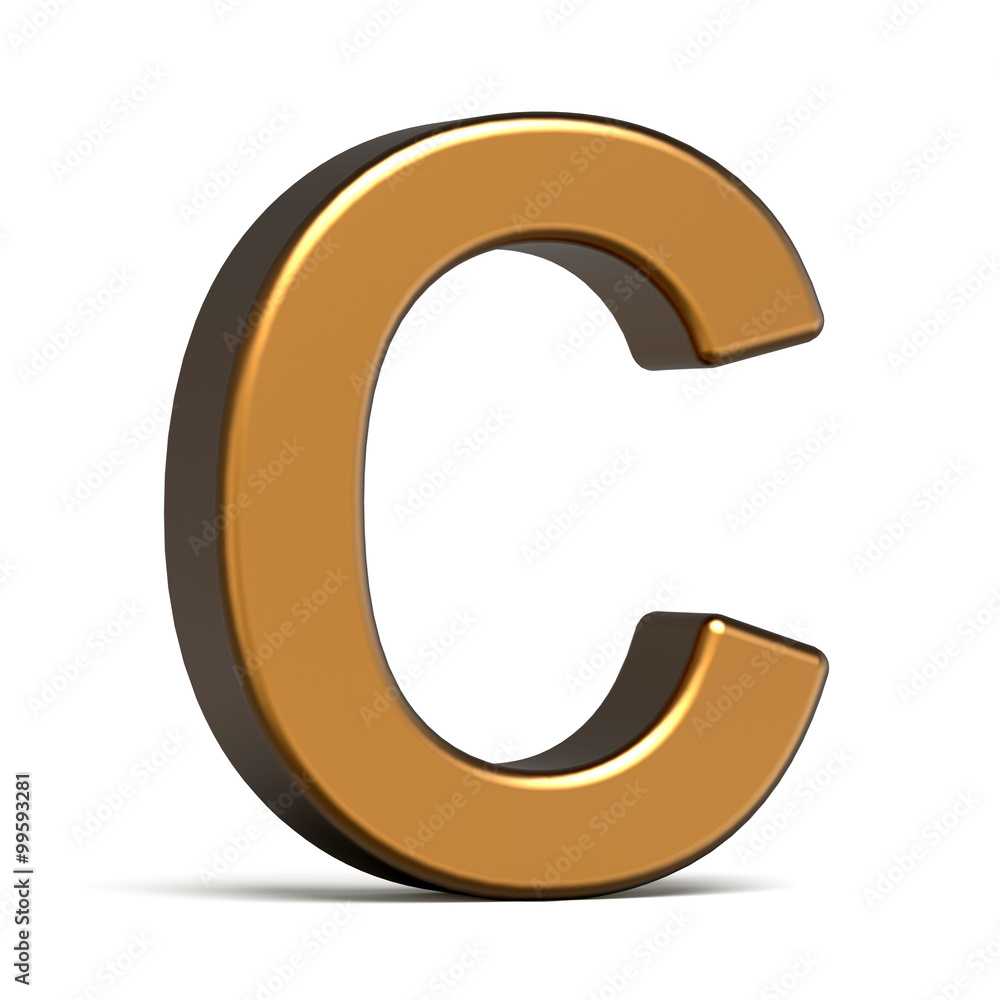 3d glossy gold letter C