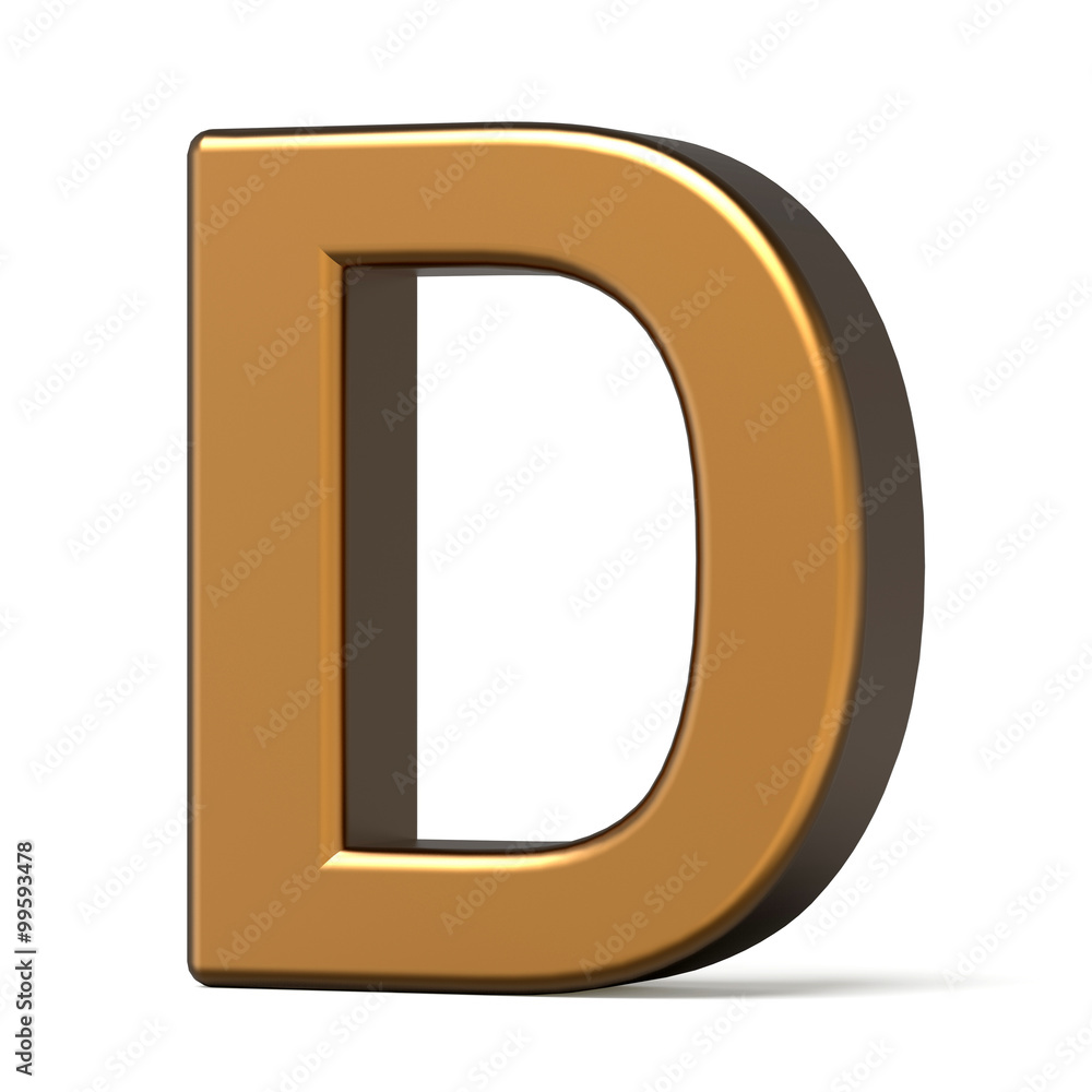 3d glossy gold letter D 3d glossy gold letter D