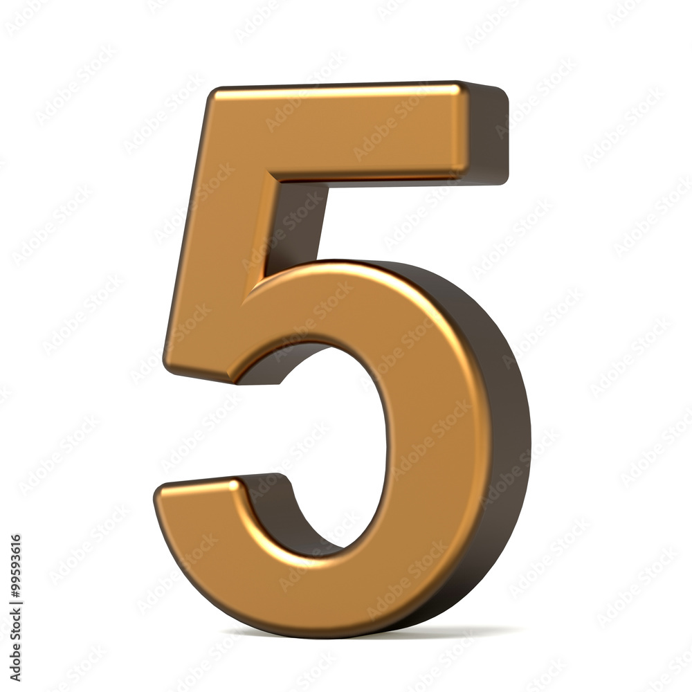 3d glossy gold number 5 3d glossy gold number 5