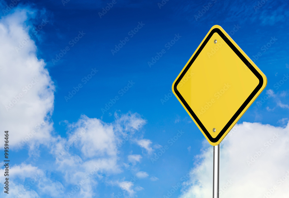 3d rendered blank warning sign on blue sky background 3d rendered blank warning sign on blue sky background