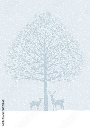雪と鹿