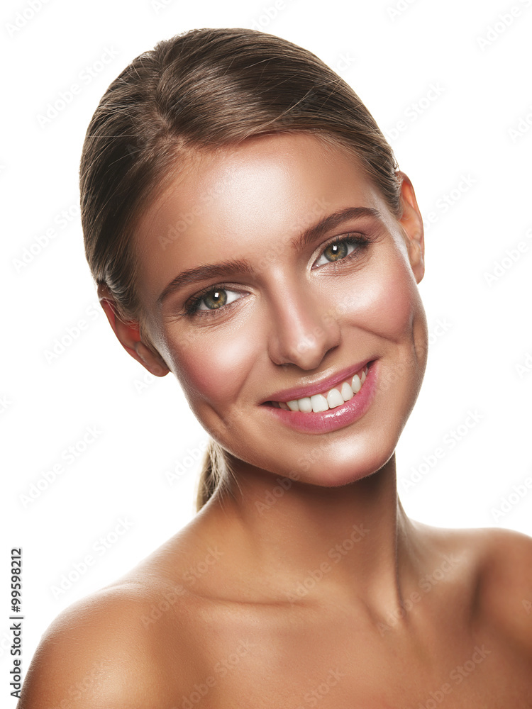 Portrait of a young smiling healthy and beautiful girl with nude make up Portrait of a young smiling healthy and beautiful girl with nude make up