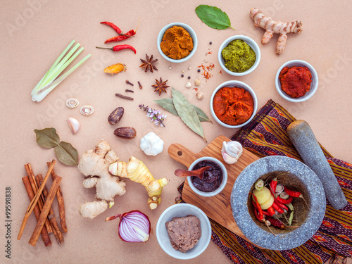 Wallpaper Mural Assortment of Thai food Cooking ingredients and Paste of thai po Torontodigital.ca