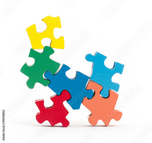 Closeup of big jigsaw puzzle pieces