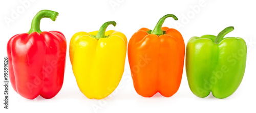 red, green and yellow peppers photo