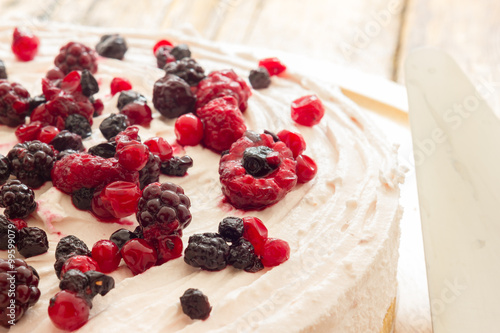 Cream cake with red fruits