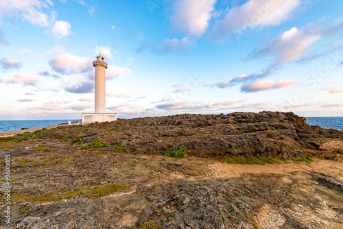Lighthouse, landscape. Okinawa, Japan. 