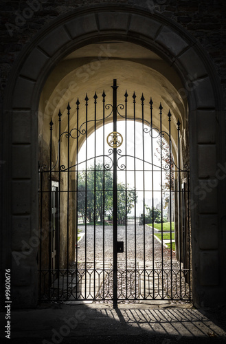 Arched passage of medieval castle.