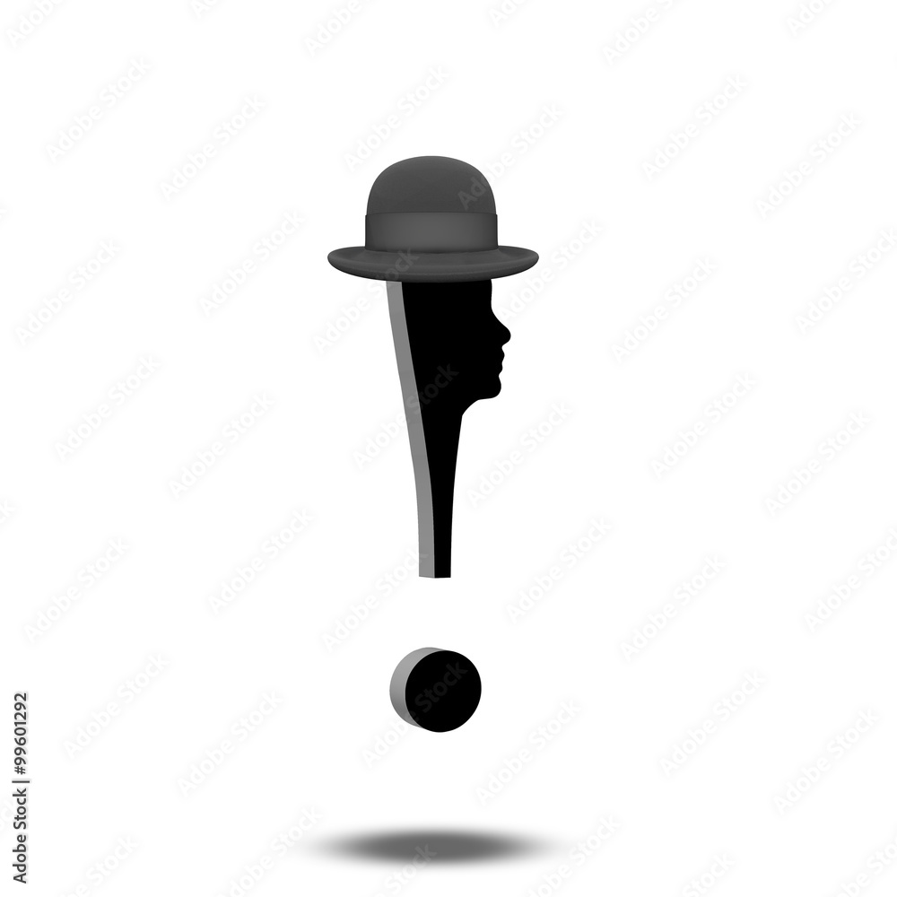 Exclaimation Mark with human face and and hat Exclaimation Mark with human face and and hat